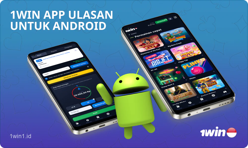 Aplikasi seluler 1win Indonesia untuk Android memiliki semua fungsi situs kasino, dan juga memungkinkan Anda bermain dengan nyaman dengan uang sungguhan berkat antarmuka yang jelas dan pemuatan yang cepat