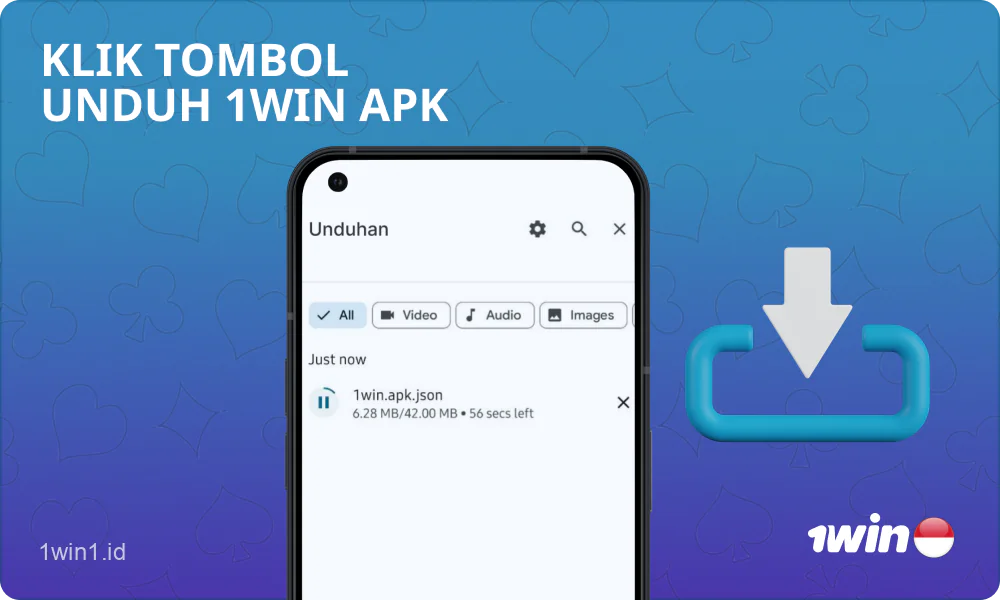 Pemain Indonesia perlu mengklik tombol unduh untuk mengunduh file instalasi aplikasi seluler 1win untuk Android