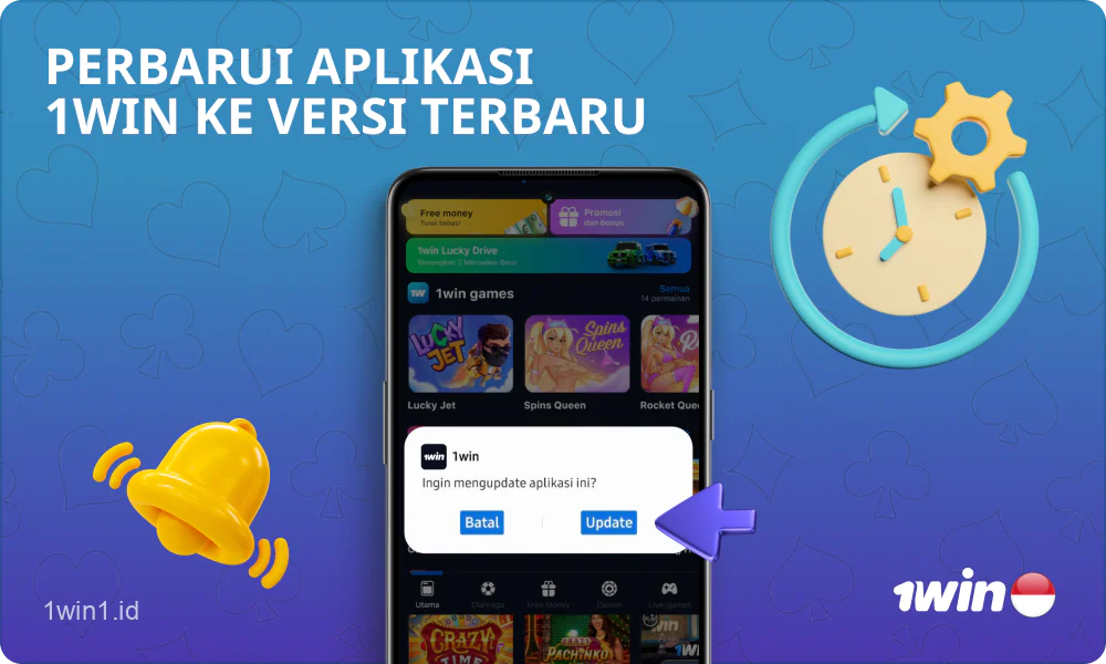 Aplikasi seluler 1win untuk ponsel cerdas memiliki fungsi pembaruan otomatis, yang memungkinkan pengguna untuk selalu menggunakan versi paling andal dan aman