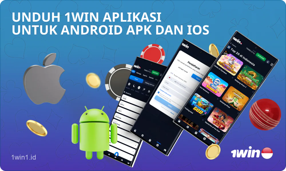 Aplikasi judi seluler dan taruhan olahraga 1win dapat diunduh secara gratis untuk perangkat Android dan iOS oleh pengguna di Indonesia